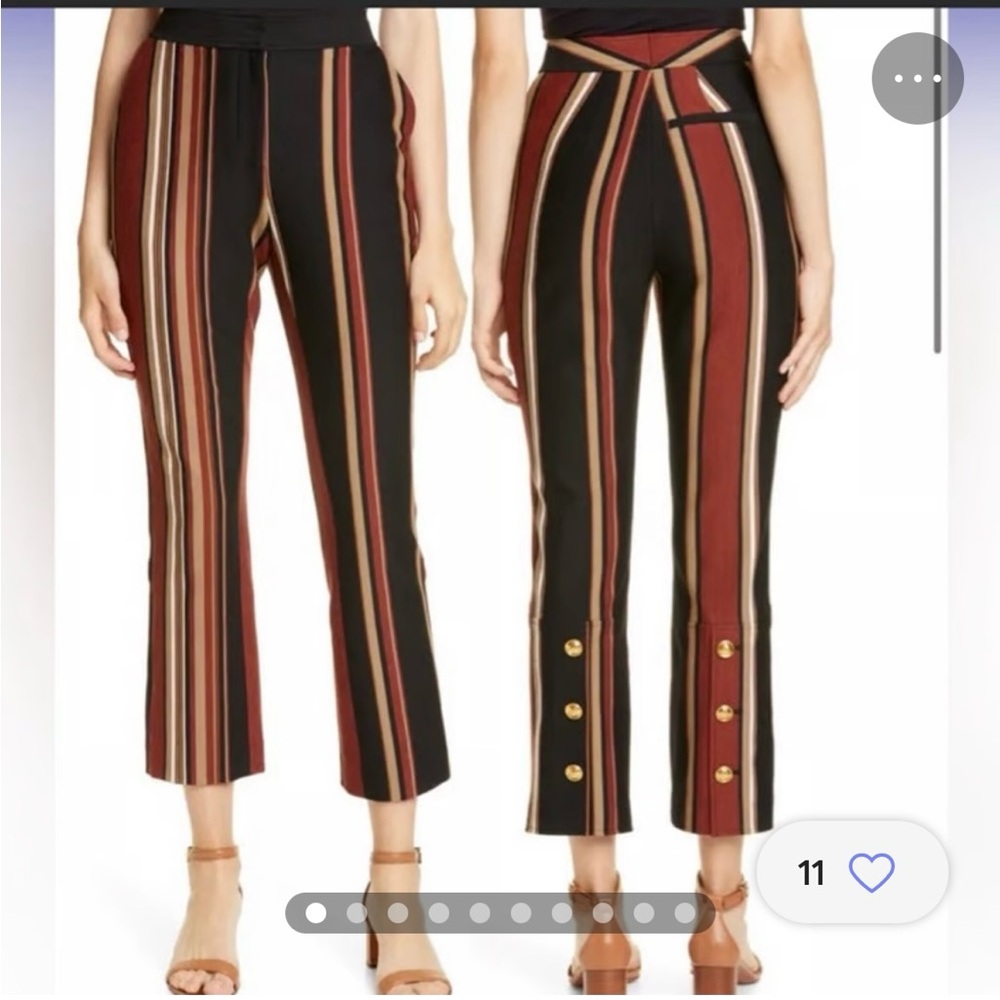 Tory Burch Stripe Button Detail Knit Pants in Multi Stripe Wool size 4 - Picture 2 of 3